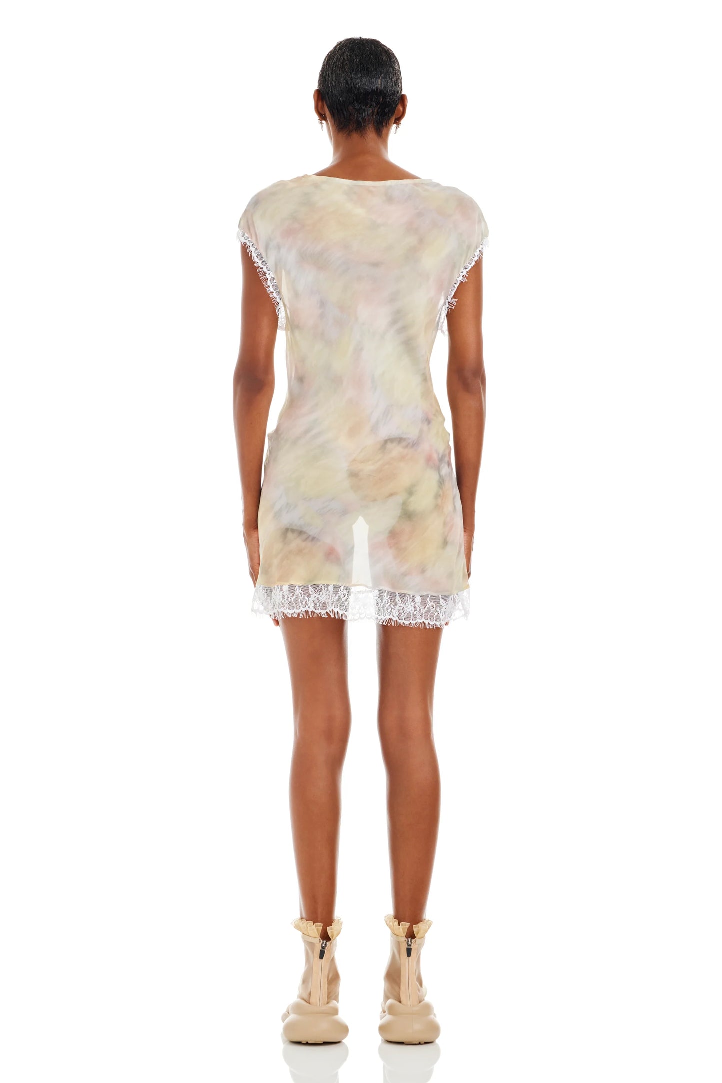 WASHED OCEAN FLOWERS WATERLILY MINI DRESS