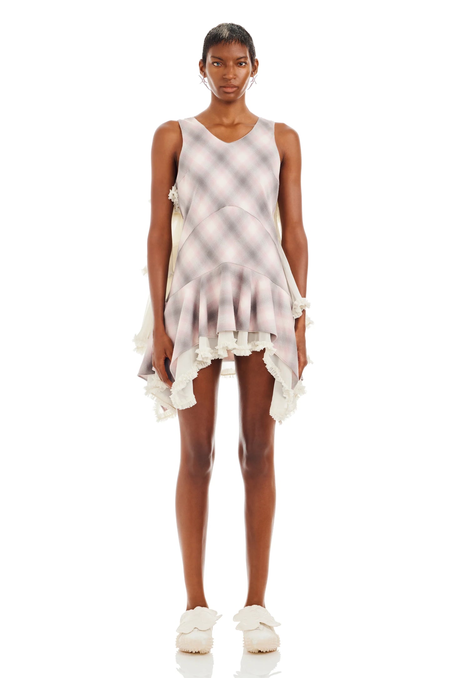 LAVENDER PLAID PHLOX MINI DRESS
