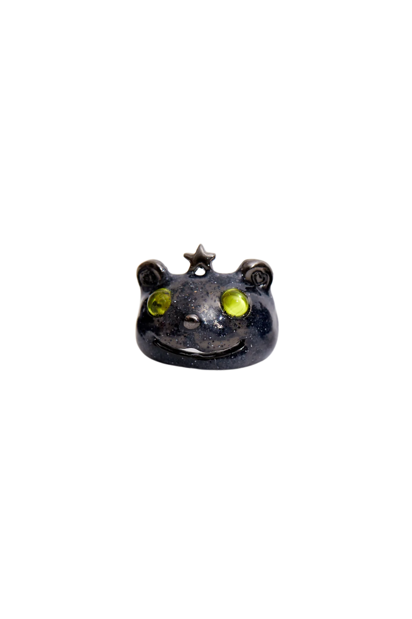 GLITTER BLACK PRINCESS BEAR RING