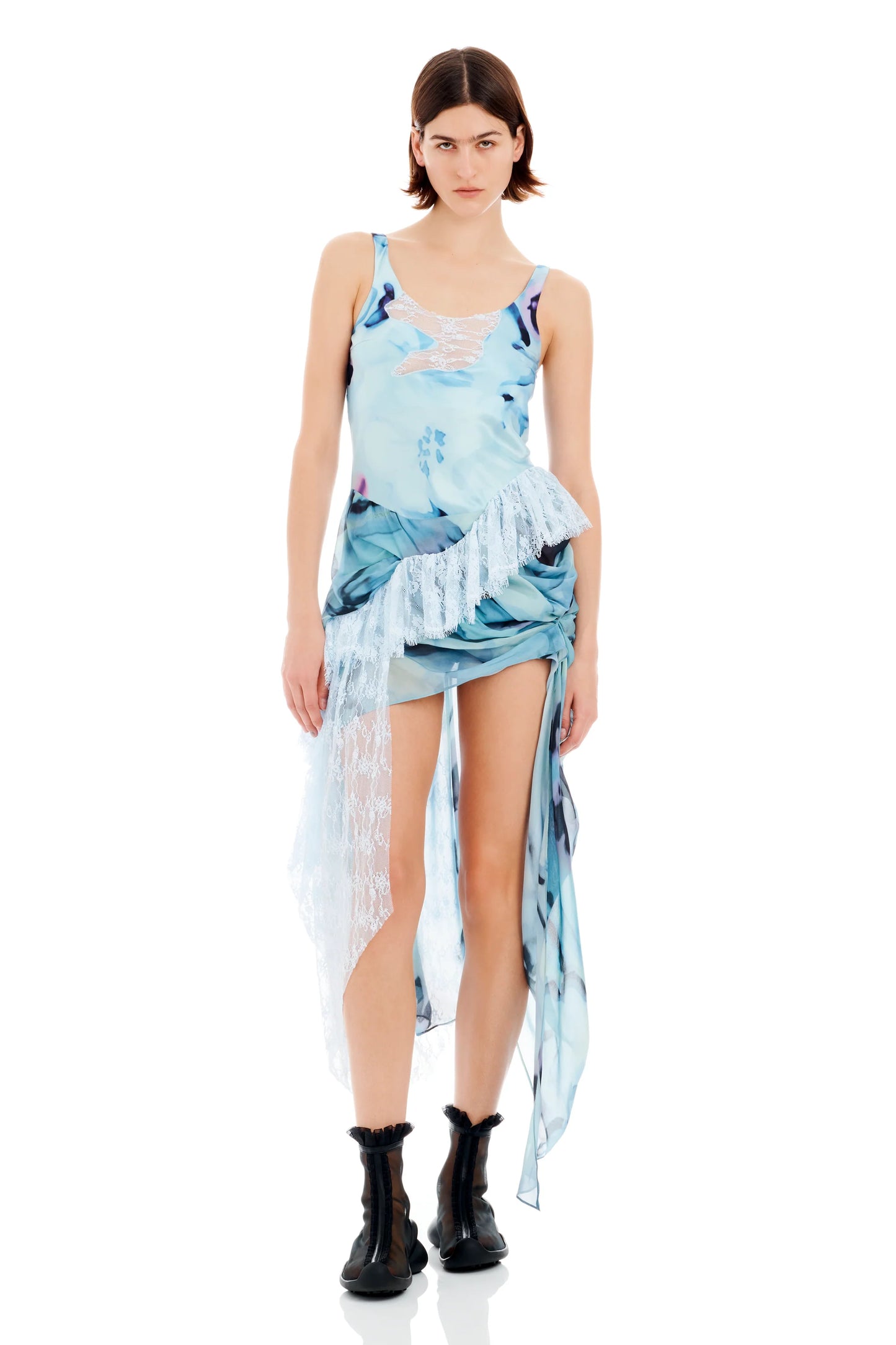 SKY WATERCOLOR FLORAL AMMI FANNY DRESS