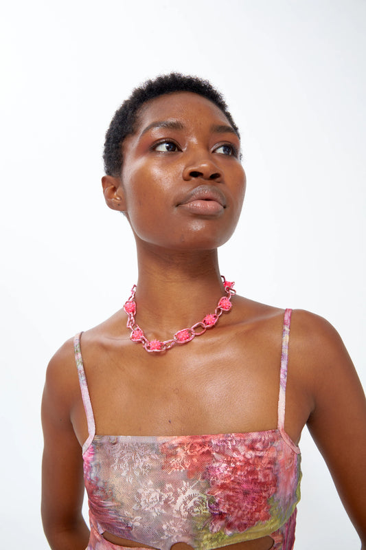 SPIKEEZ CHAIN NECKLACE LIGHT PINK
