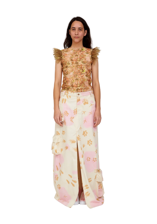 BEIGE PAWS STOMP SKIRT