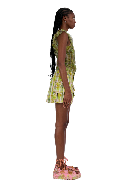 YELLOW BOXER PLAID MINI CARGO SKIRT