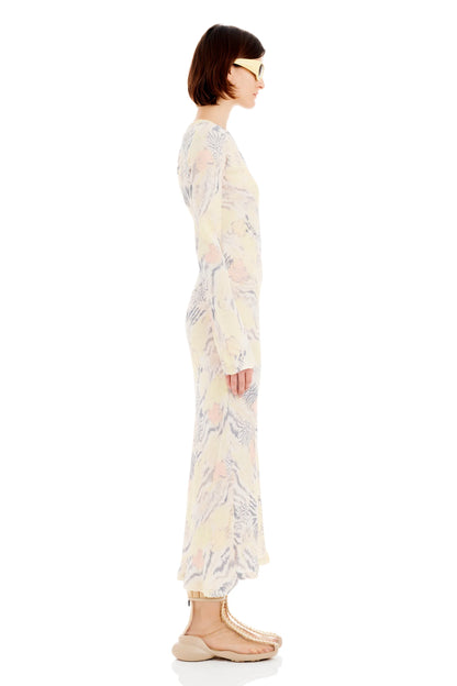 WASHED ZEBRA FLORAL YURI DRESS