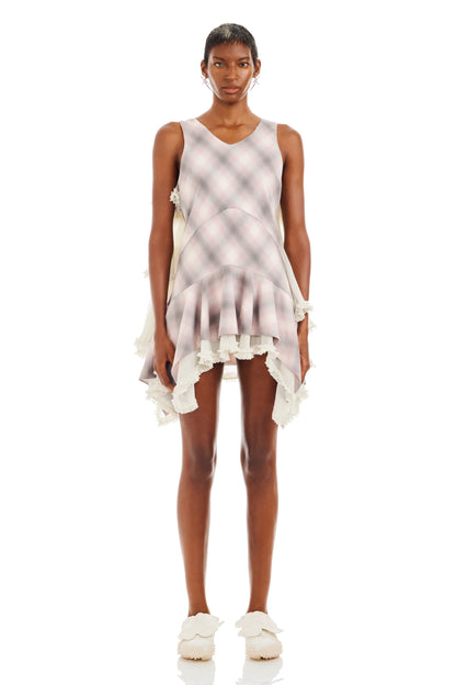 LAVENDER PLAID PHLOX MINI DRESS