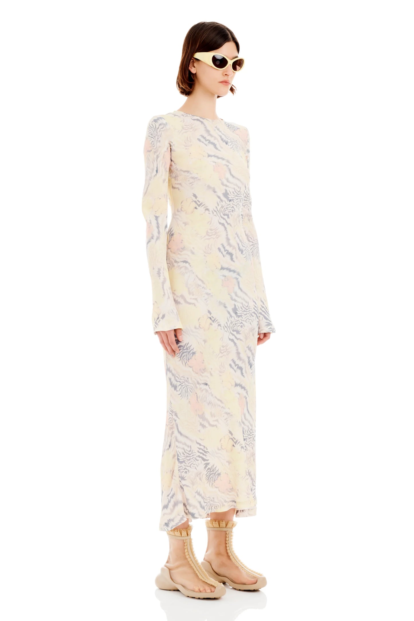 WASHED ZEBRA FLORAL YURI DRESS