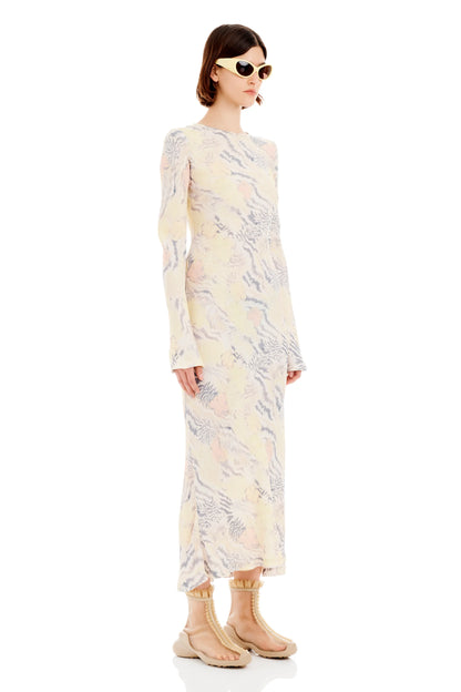 WASHED ZEBRA FLORAL YURI DRESS