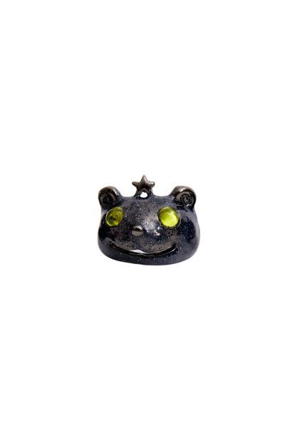 GLITTER BLACK PRINCESS BEAR RING